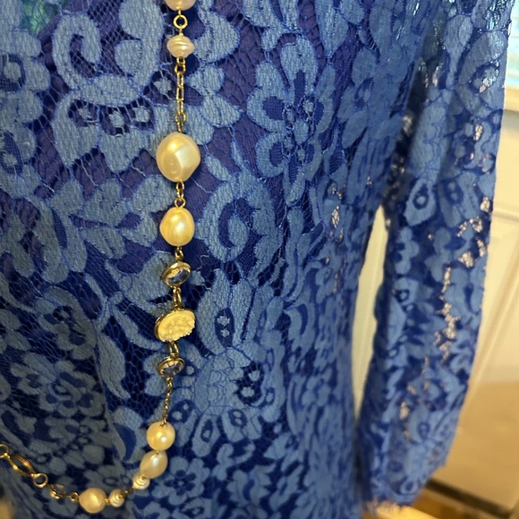 Anthropologie Royal Blue Lace Midi Dress - Picture 3 of 6